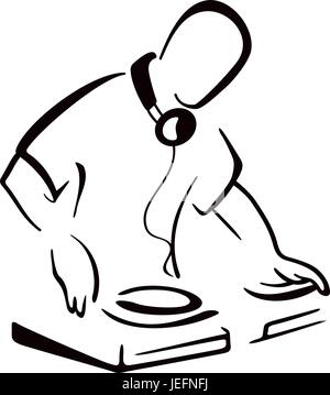 DJ hinter Konsole Stock Vektor