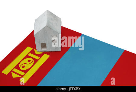 Kleines Haus auf eine Flagge - lebende oder Migration in die Mongolei Stockfoto