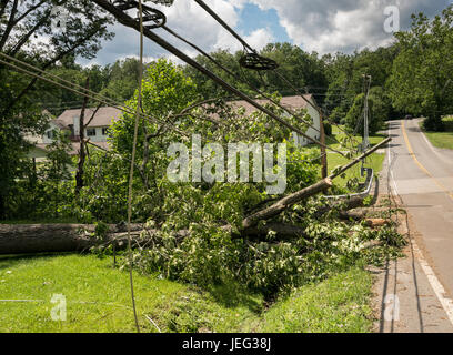 Angedockte und abgestürzten macht Post und Linie nach Sturm Stockfoto