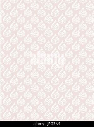 schöne WhiteThai Muster scheinen floral, Farn, Laub, Lotus und Feuer Muster auf rosa Hintergrund für Seite und Boden-Papier Stock Vektor