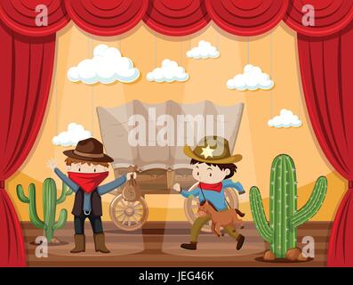 Phase spielen mit zwei Cowboys illustration Stock Vektor