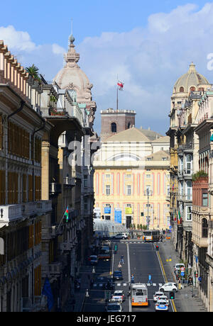 Straße in Genua, via XX Settembre, Italien anzeigen Stockfoto