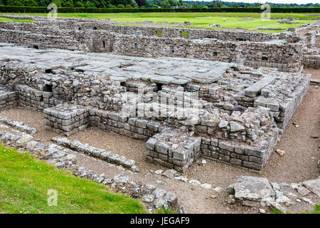 Northumberland, England, Vereinigtes Königreich.  Corbridge Römerstadt.  Getreidespeicher mit erhöhten Boden, Luft unter strömen kann. Stockfoto