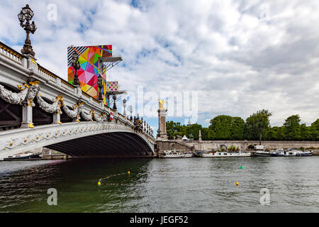 Paris, Frankreich. 24. Juni 2017. Blick auf Sprungbrett über Paris Seineufer in Paris Olympia 2024 Schaufenster. Bildnachweis: Guillaume Louyot/Alamy Live-Nachrichten Stockfoto