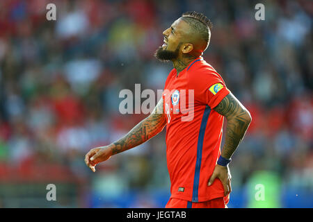 Moskau, Russland. 25. Juni 2017. Arturo Vidal von Chile in Chile und Australien Spiel gültig für die dritte Runde der Confederations Cup 2017, an diesem Sonntag (25), gehalten in der Spartak-Stadion (Otkrytie Arena) in Moskau in Russland. Credit: Foto Arena LTDA/Alamy Live-Nachrichten Stockfoto