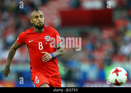 Moskau, Russland. 25. Juni 2017. Arturo Vidal von Chile in Chile und Australien Spiel gültig für die dritte Runde der Confederations Cup 2017, an diesem Sonntag (25), gehalten in der Spartak-Stadion (Otkrytie Arena) in Moskau in Russland. Credit: Foto Arena LTDA/Alamy Live-Nachrichten Stockfoto