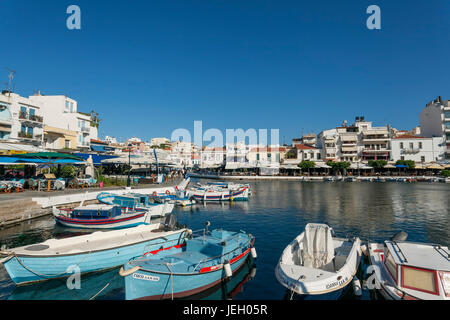 Hafen, See Überlieferung in Agios Nikolaos, Kreta, Griechenland Stockfoto