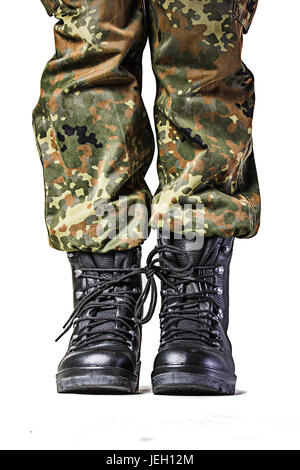 Soldat Stiefel in verschiedenen Looks in deutscher uniform Stockfoto