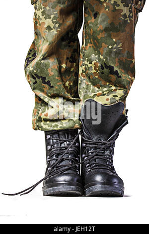 Soldat Stiefel in verschiedenen Looks in deutscher uniform Stockfoto