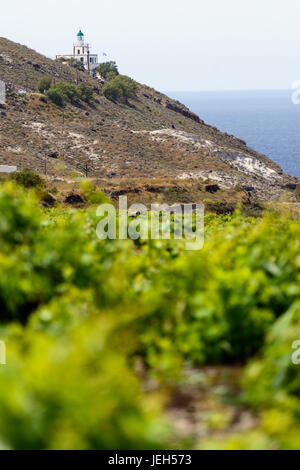 Akrotiri Leuchtturm, Santorin, Griechenland Stockfoto