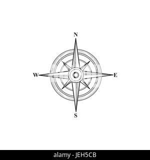 Kompass anmelden. Kompass Windrose Hand gezeichnet Design Element. schwarz Windrose Skizze Zeichen getrennt. das Symbol Navigation Stock Vektor