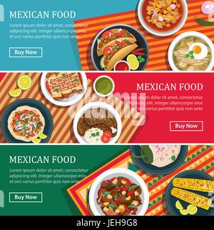 mexikanische Nahrungsnetz Banner flaches design Stock Vektor