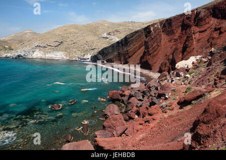 Roter Strand von Santorin, Griechenland Stockfoto