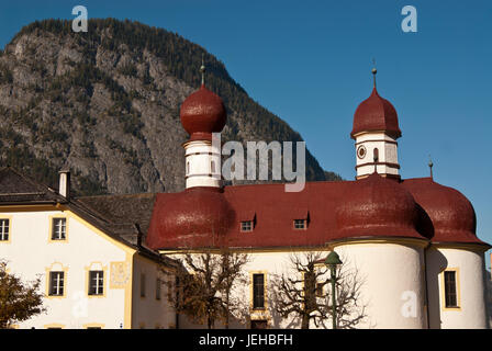 Kirche des Hl. Bartholomäus auf See Königssee, Upper Bavaria, Bavaria, Germany Stockfoto