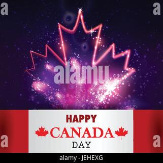 Feuerwerk und Kanada-Flagge Stock Vektor