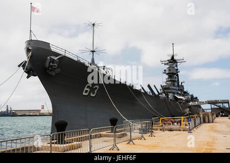 USS Missouri (BB-63), Pearl Harbor; Oahu, Hawaii, Vereinigte Staaten von Amerika Stockfoto