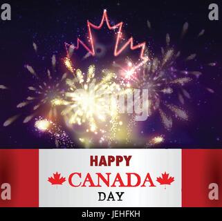 Feuerwerk und Kanada-Flagge Stock Vektor