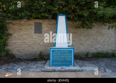 Das Denkmal für das geographische Zentrum Europas in der Ukraine Stockfoto