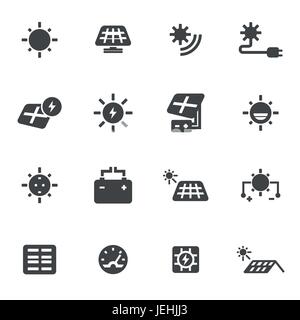 Vektor-Icons schwarz Solarenergie setzen auf weißem Hintergrund Stock Vektor