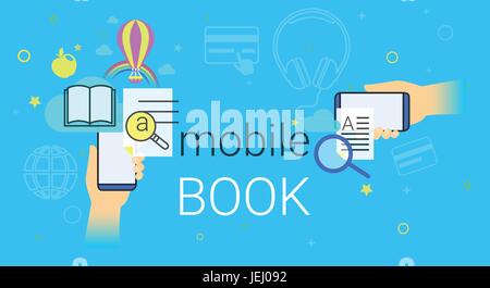 Mobilen Buch und elektronische Bibliothek-app auf dem Smartphone-Konzept-Vektor-illustration Stock Vektor
