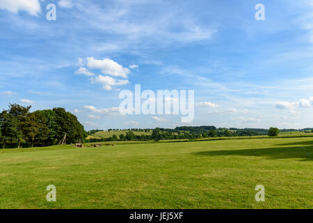 Guiting Power Dorfhalle Musik Festivalgelände, Cotswolds, UK Stockfoto