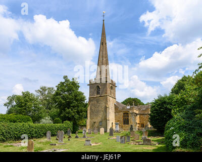 St Michaels und alle Engel Pfarrkirche, Stanton, Cotswolds Village, UK Stockfoto