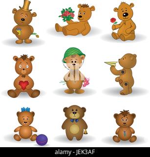 Set Spielzeug Teddybären Stock Vektor