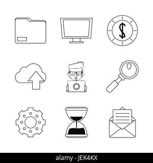 weißen Hintergrund mit Monochrom marketing-Symbole Stock Vektor