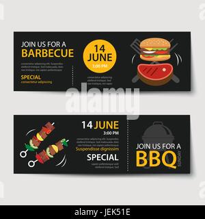 Legen Sie Grillen Einladung Party Vorlage flaches design Stock Vektor