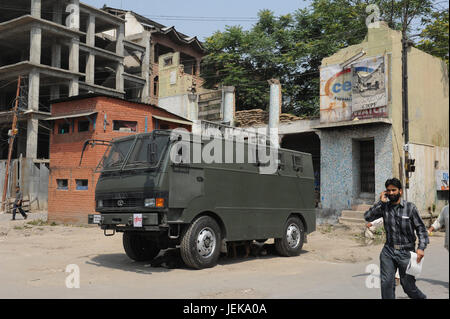Polizei van, Srinagar, Jammu Kaschmir, Indien, Asien Stockfoto