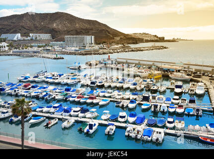 Marina in Puerto Rico de Gran Canaria. Stockfoto