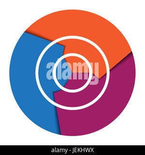 Zyklische Diagramm Vorlage für Infografik 3 Position auf weißem Hintergrund Stockfoto