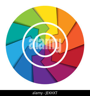 Zyklische Diagramm Vorlage für Infografik 10 Position auf weißem Hintergrund Stockfoto
