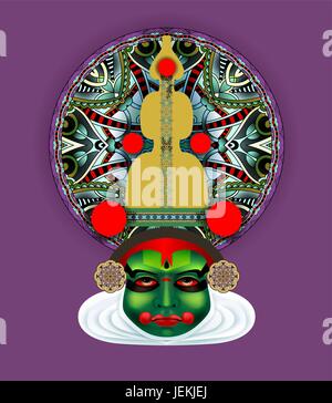 indische Kathakali Tänzer Gesicht Stock Vektor