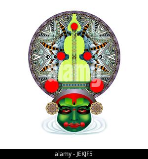 indische Kathakali Tänzer Gesicht Stock Vektor