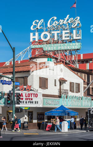 Die Außenseite des El Cortez Hotel auf der Fremont Street, Las Vegas Stockfoto