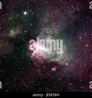 Sternentstehungsregion Messier 17, auch bekannt als Omega-Nebel oder der Schwan-Nebel. Dieses riesige Gebiet von heißen, jungen Sternen, Gas und Staub liegt in der Milchstraße Stockfoto
