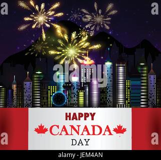 Feuerwerk und Kanada-Flagge Stock Vektor