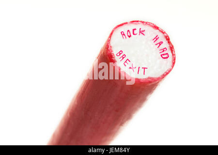 Rock mit Felsen harte Austritt Schriftzug durchzogen-Stick Stockfoto