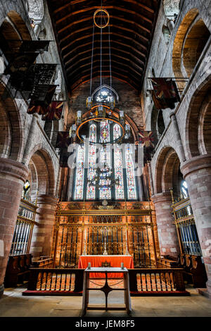 Ursprüngliche Kirchenschiff, Carlisle Kathedrale (die Kathedrale-Kirche der Heiligen & ungeteilten Dreifaltigkeit), Carlisle, Cumbria, England, Vereinigtes Königreich Stockfoto