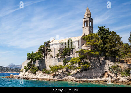 St. Marien Kirche und Franziskanerkloster auf der Insel Lopud, Süd-Dalmatien, Kroatien Stockfoto