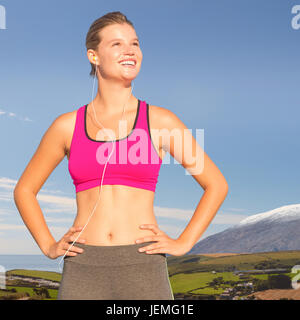 Zusammengesetztes Bild ziemlich Fit Frau Stockfoto