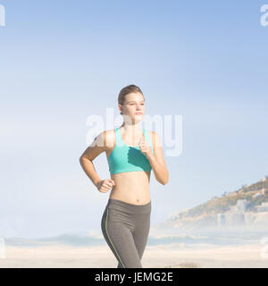 Zusammengesetztes Bild Fit Frau Joggen Stockfoto