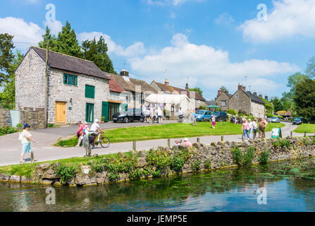 Tissington Derbyshire Dorf Ententeich auf dem Dorfanger Tissington Dorf Peak District National Park Derbyshire, England GB UK EU Europa Stockfoto