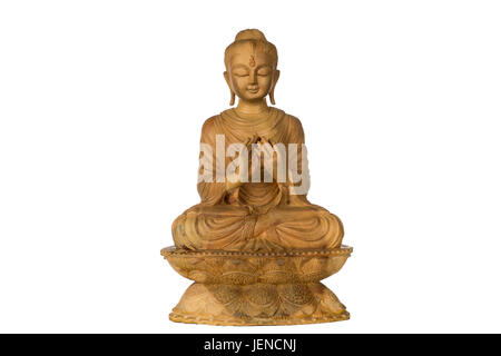 Buddha Holz schnitzen, Buddhastatue Buddha Bild als Amulette der Buddhismus Religion verwendet. Stockfoto