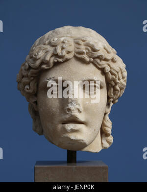 Marmorkopf Apollo. 130 a 140 AD.  2. Jahrhundert n. Chr. Rom. Stockfoto