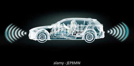 Selbstfahrer elektronische Computer Autos unterwegs, 3d illustration Stockfoto