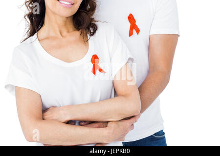 Paar unterstützt aids Bewusstsein zusammen Stockfoto