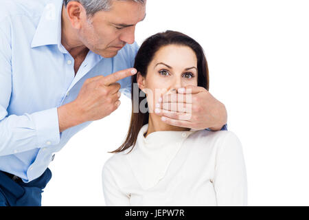 Mann die Frau Mund Stockfoto