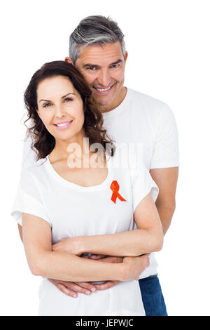 Paar unterstützt aids Bewusstsein zusammen Stockfoto